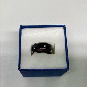 Titanium Men's Ring with White Crystal